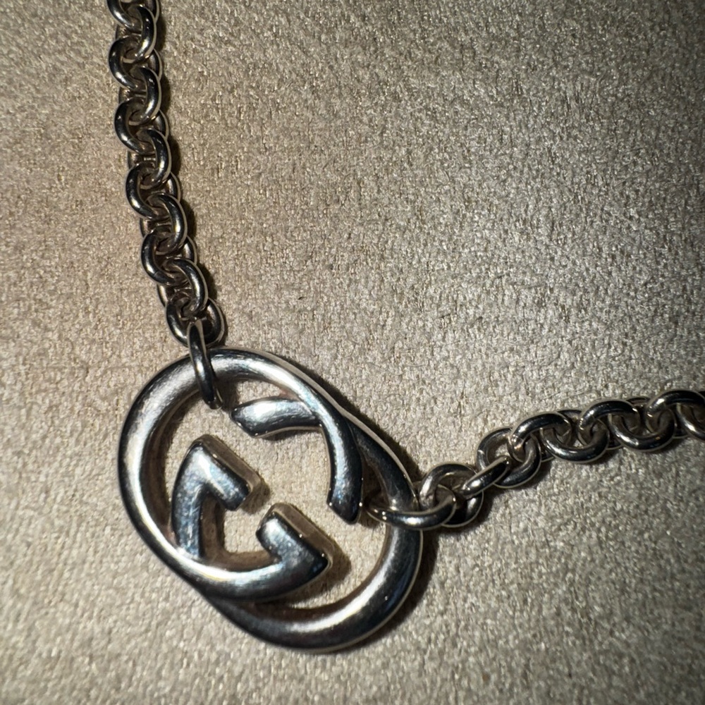GUCCI Sterling silver Interlocking GG necklace